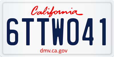 CA license plate 6TTW041