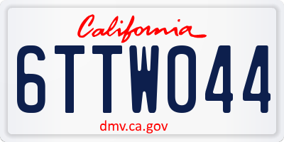 CA license plate 6TTW044