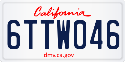 CA license plate 6TTW046
