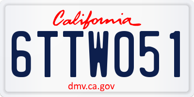 CA license plate 6TTW051