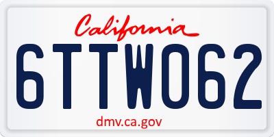 CA license plate 6TTW062