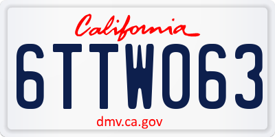 CA license plate 6TTW063
