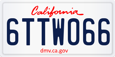 CA license plate 6TTW066