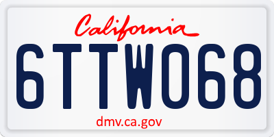 CA license plate 6TTW068