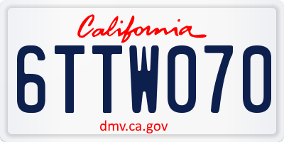CA license plate 6TTW070