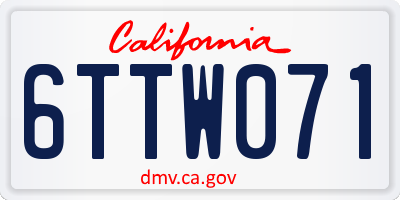CA license plate 6TTW071