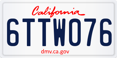 CA license plate 6TTW076