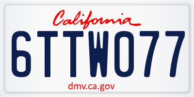 CA license plate 6TTW077