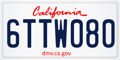 CA license plate 6TTW080