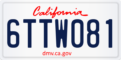 CA license plate 6TTW081
