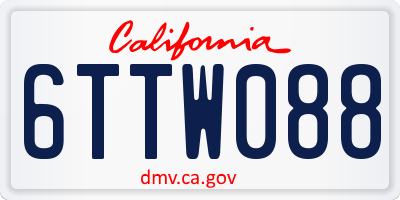 CA license plate 6TTW088