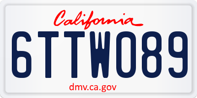 CA license plate 6TTW089