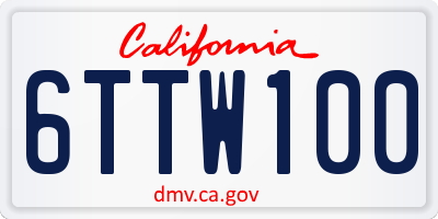 CA license plate 6TTW100