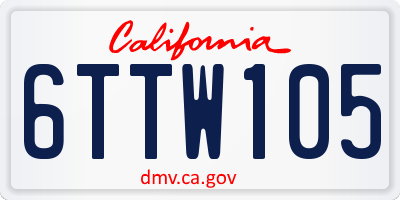 CA license plate 6TTW105
