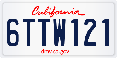 CA license plate 6TTW121