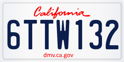 CA license plate 6TTW132