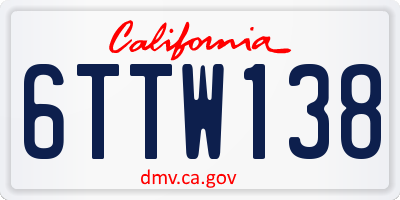 CA license plate 6TTW138