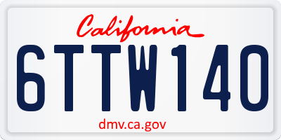 CA license plate 6TTW140