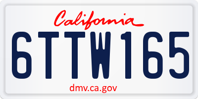 CA license plate 6TTW165