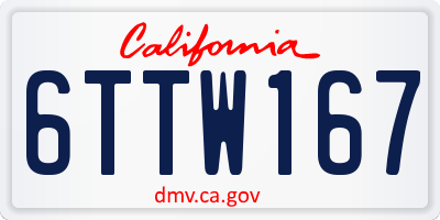 CA license plate 6TTW167