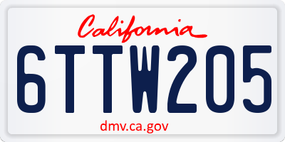 CA license plate 6TTW205