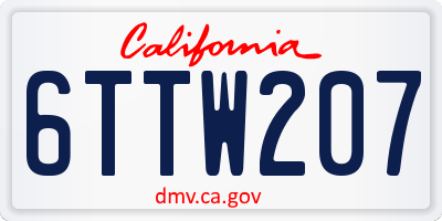 CA license plate 6TTW207