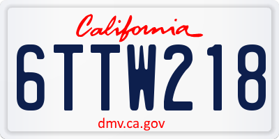 CA license plate 6TTW218