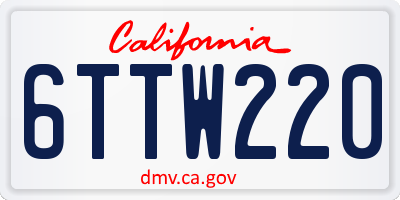 CA license plate 6TTW220