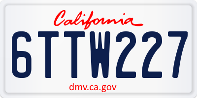CA license plate 6TTW227