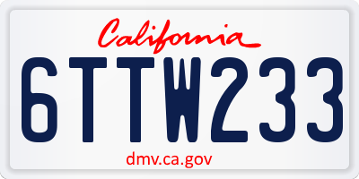 CA license plate 6TTW233
