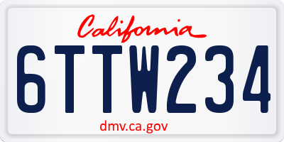 CA license plate 6TTW234