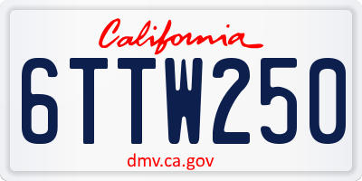 CA license plate 6TTW250