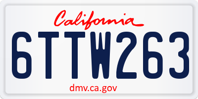 CA license plate 6TTW263