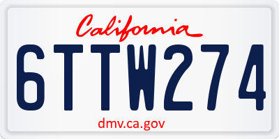 CA license plate 6TTW274