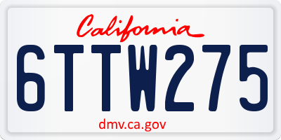 CA license plate 6TTW275