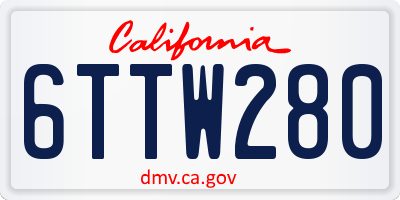 CA license plate 6TTW280