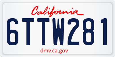 CA license plate 6TTW281