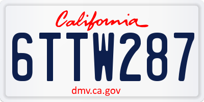 CA license plate 6TTW287