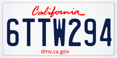 CA license plate 6TTW294