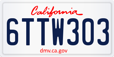 CA license plate 6TTW303
