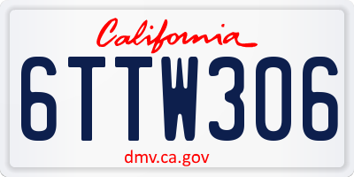 CA license plate 6TTW306