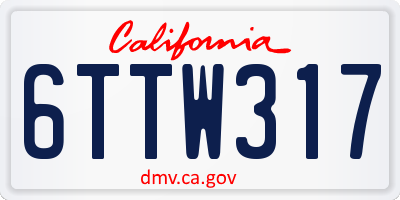 CA license plate 6TTW317