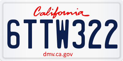 CA license plate 6TTW322