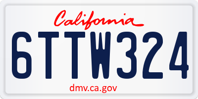 CA license plate 6TTW324