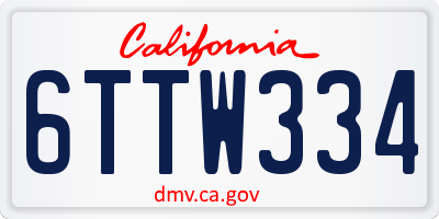 CA license plate 6TTW334