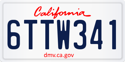 CA license plate 6TTW341