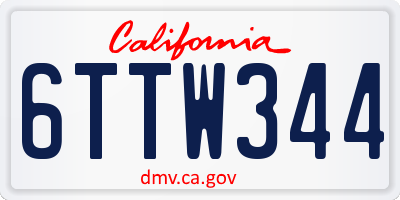 CA license plate 6TTW344