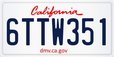 CA license plate 6TTW351