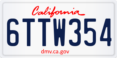 CA license plate 6TTW354