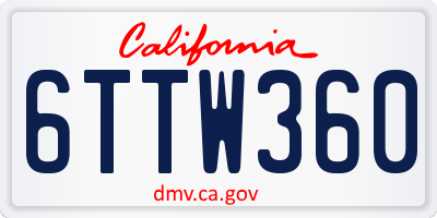 CA license plate 6TTW360